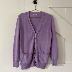 Woolovers 100% Lambs Wool Cardigan Women Size Small Purple Button Up